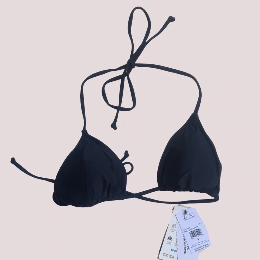 NWT Volcom Black Triangle Bikini Top - Size Small - Picture 3 of 4